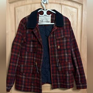 Sitka brand Red Plaid Jacket with Corduroy Collar